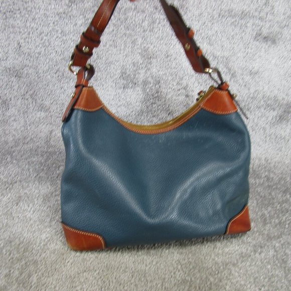 Dooney And Bourke Hobo Bag Blue Leather Satchel Tote Handbag - Picture 3 of 9